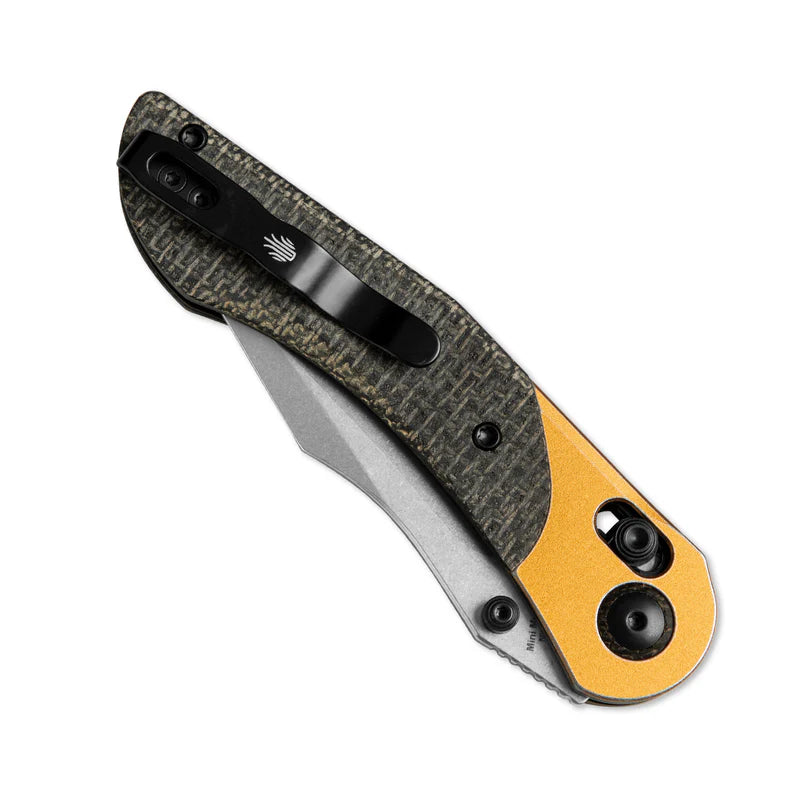 KIZER Mini Mystic - Nitro-V Aluminum, Burlap Micarta Handle