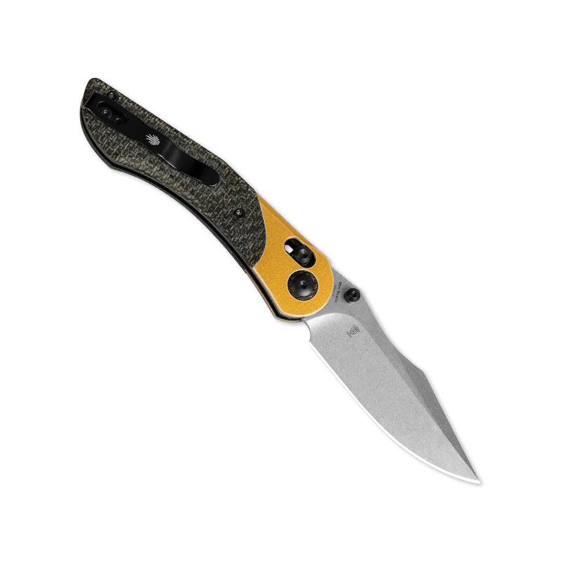 KIZER Mini Mystic - Nitro-V Aluminum, Burlap Micarta Handle