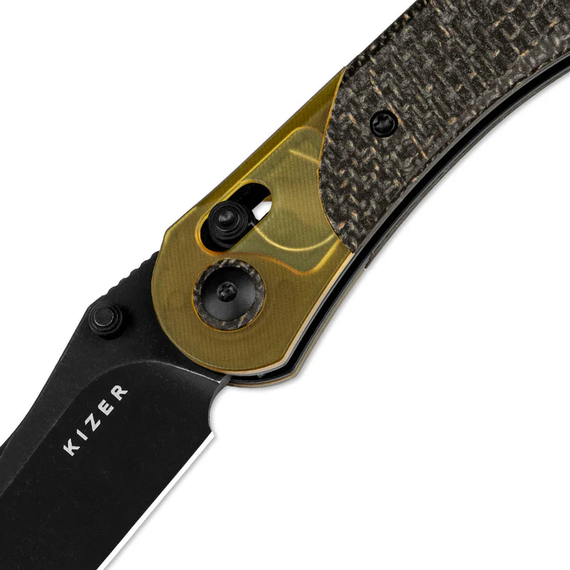 KIZER Mini Mystic - Burlap Micarta & PEI Handle