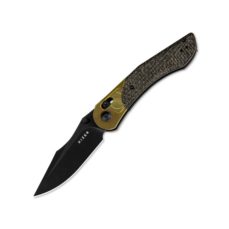 KIZER Mini Mystic - Burlap Micarta & PEI Handle