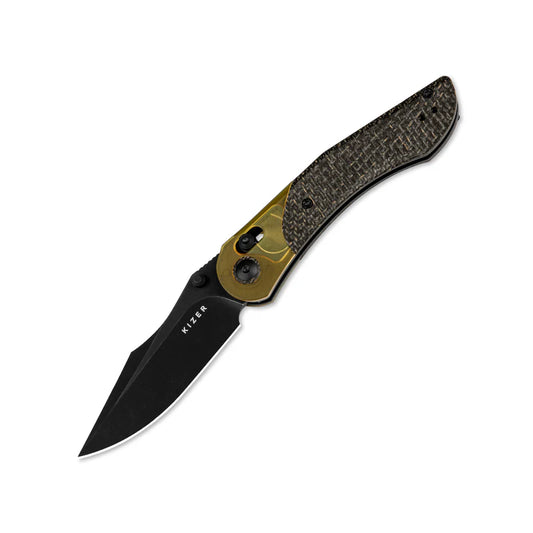 KIZER Mini Mystic - Burlap Micarta & PEI Handle