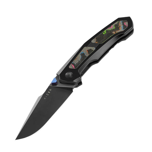 KIZER Feweed - S45VN, Titanium Camo Carbon 80s