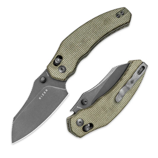 KIZER Bulldog - Nitro-V Blade, Micarta Handle