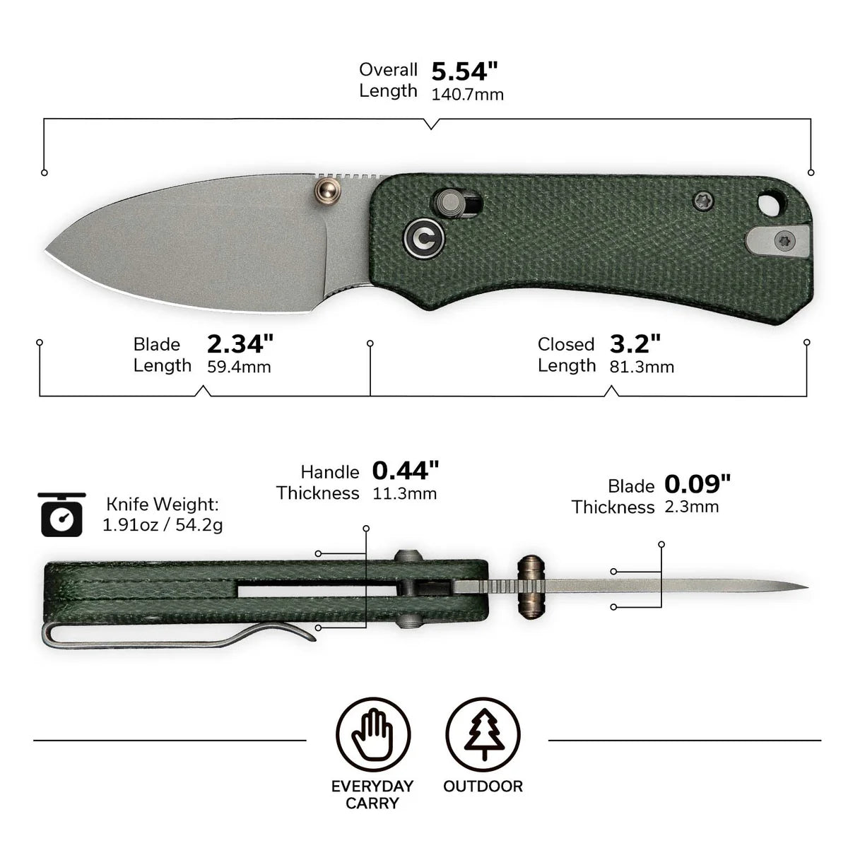 CIVIVI Baby Banter 2 - Green Micarta