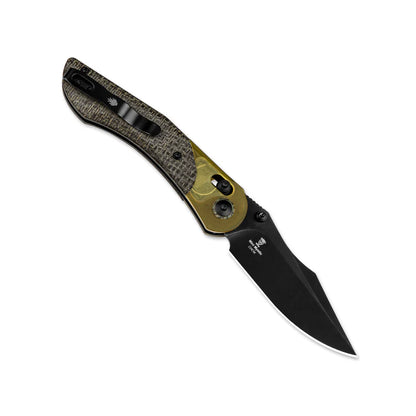KIZER Mini Mystic - Burlap Micarta & PEI Handle